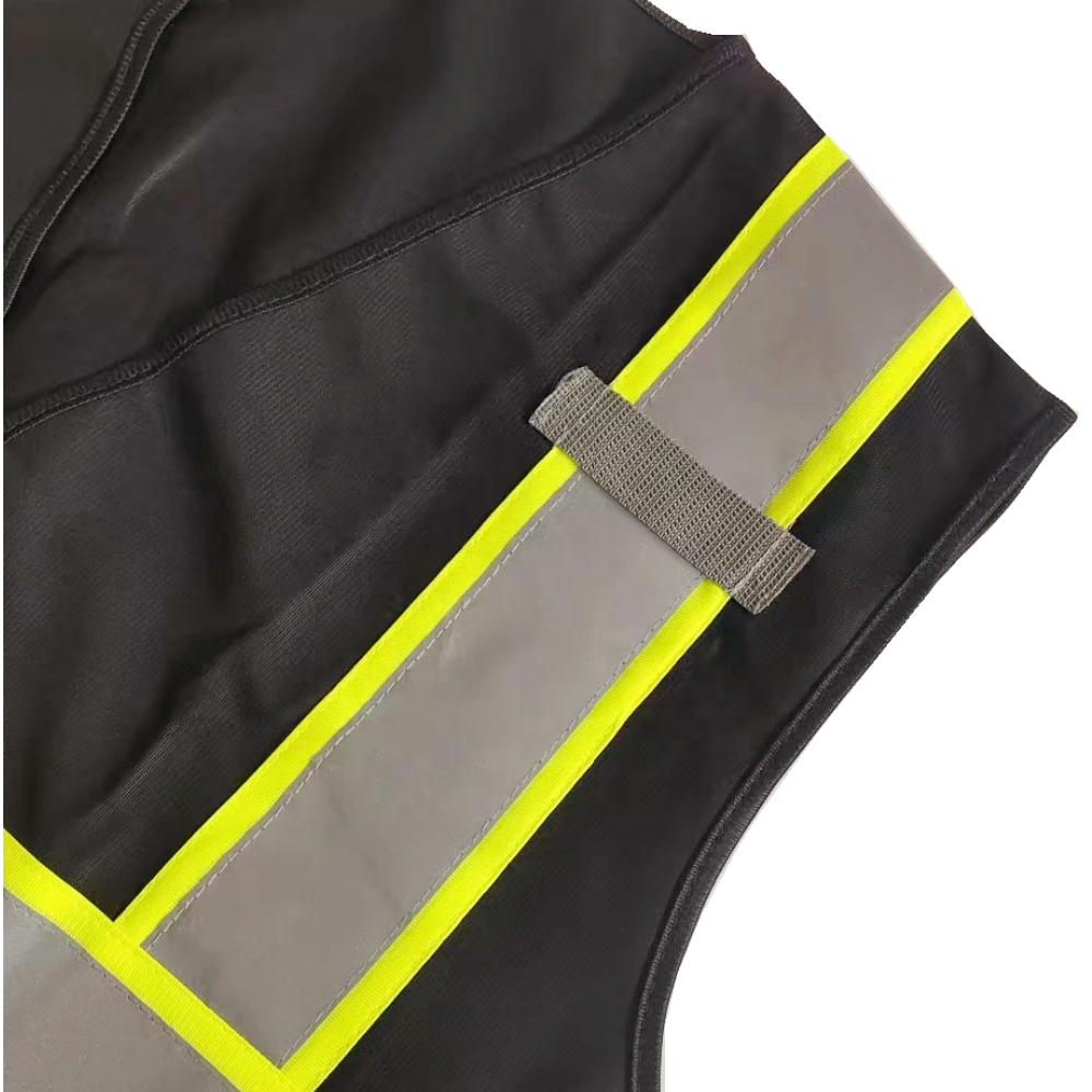 ANSI construction high visibility warning work wear uniform Reflective Hi viz Zipper Multi-Pocket Chaleco Safety Black Vest