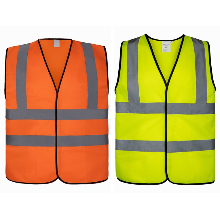 hi vis vest EN ISO20471 hook and loop closure 100% polyester yellow high visibility reflective safety vest chaleco de seguridad