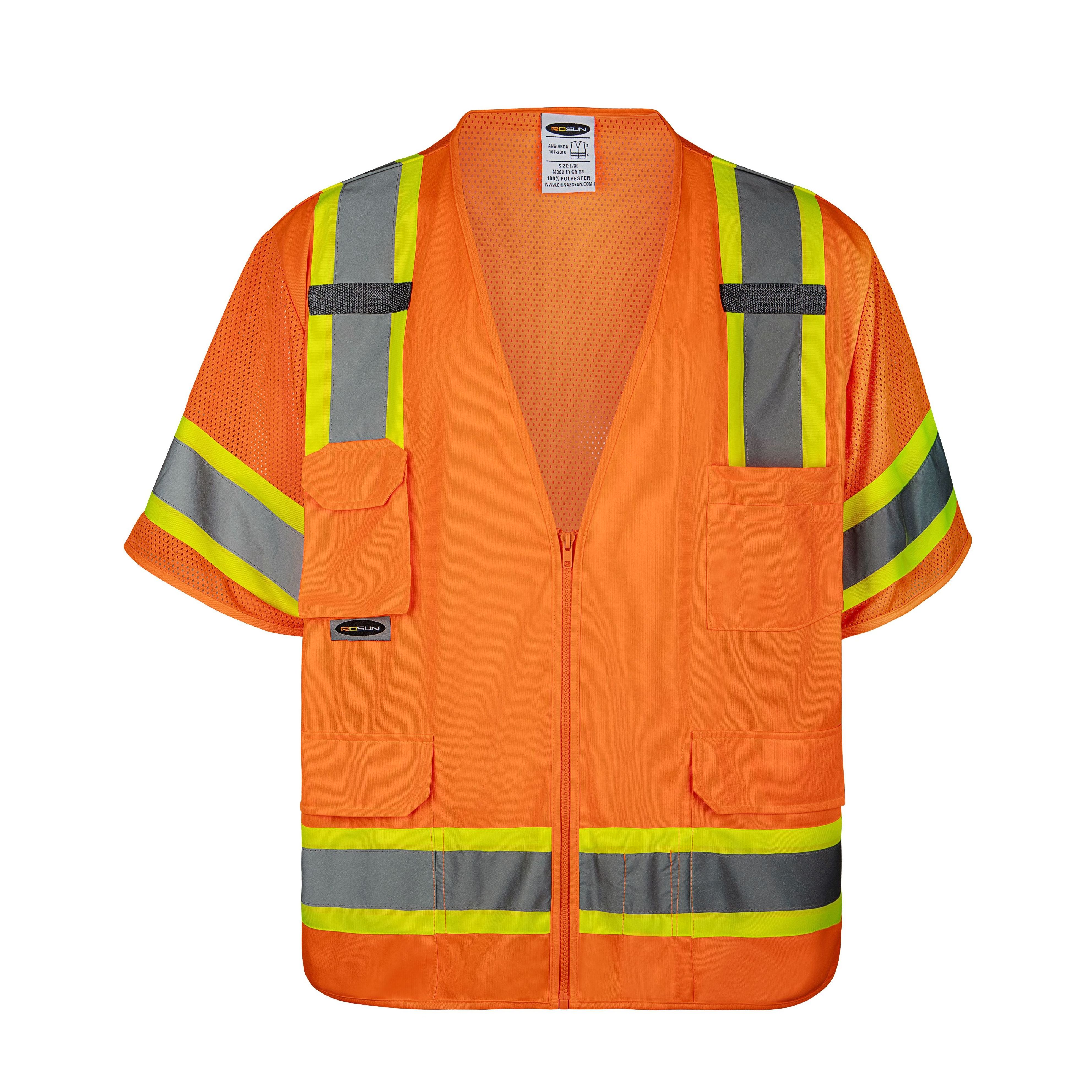 safety vest logo customization high quality multiple pockets ANSI Class 3 Two Tone high visibility safety vest for construction