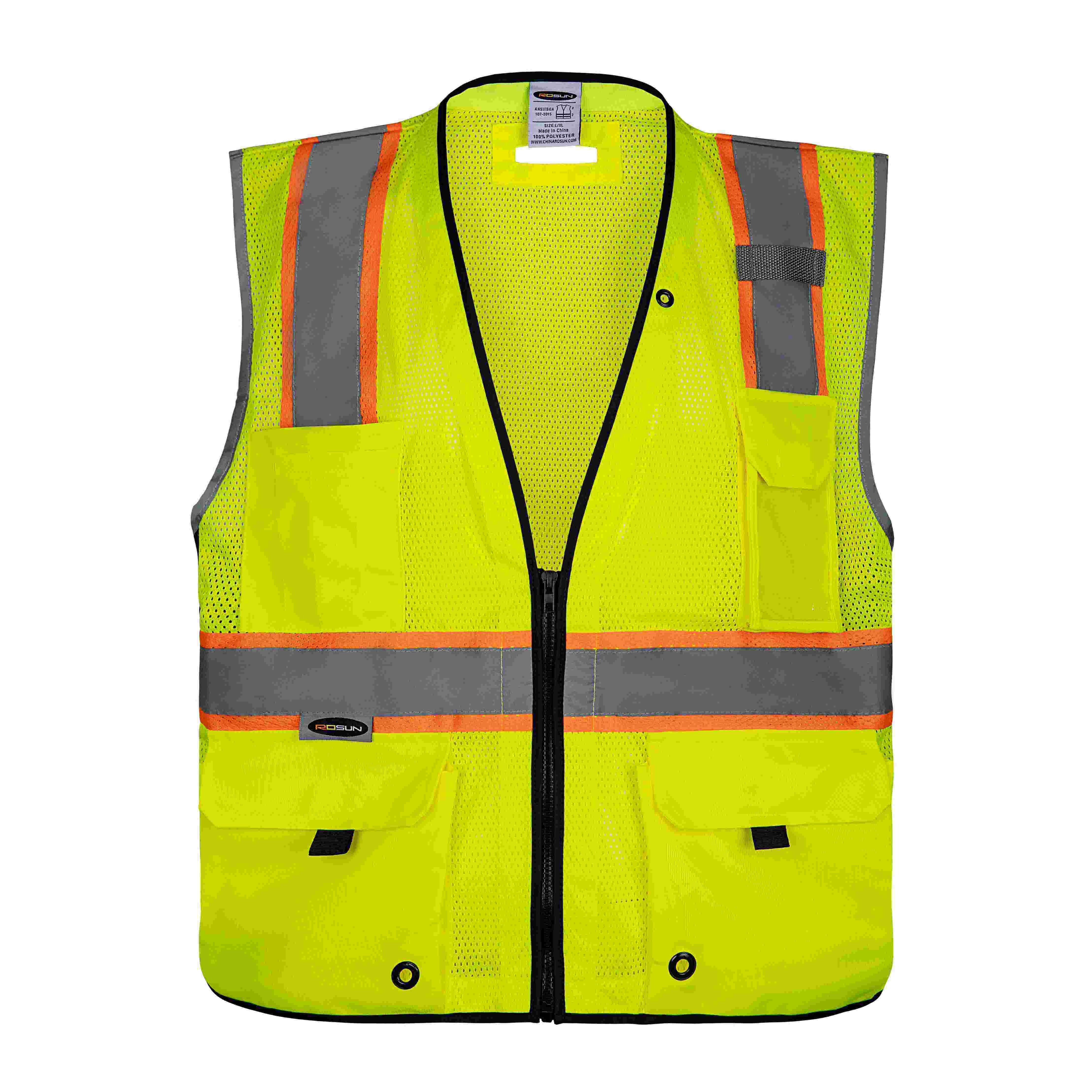 safety vest ANSI Class 2 custom 100% polyester mesh high visibility safety reflecting vests safety vest