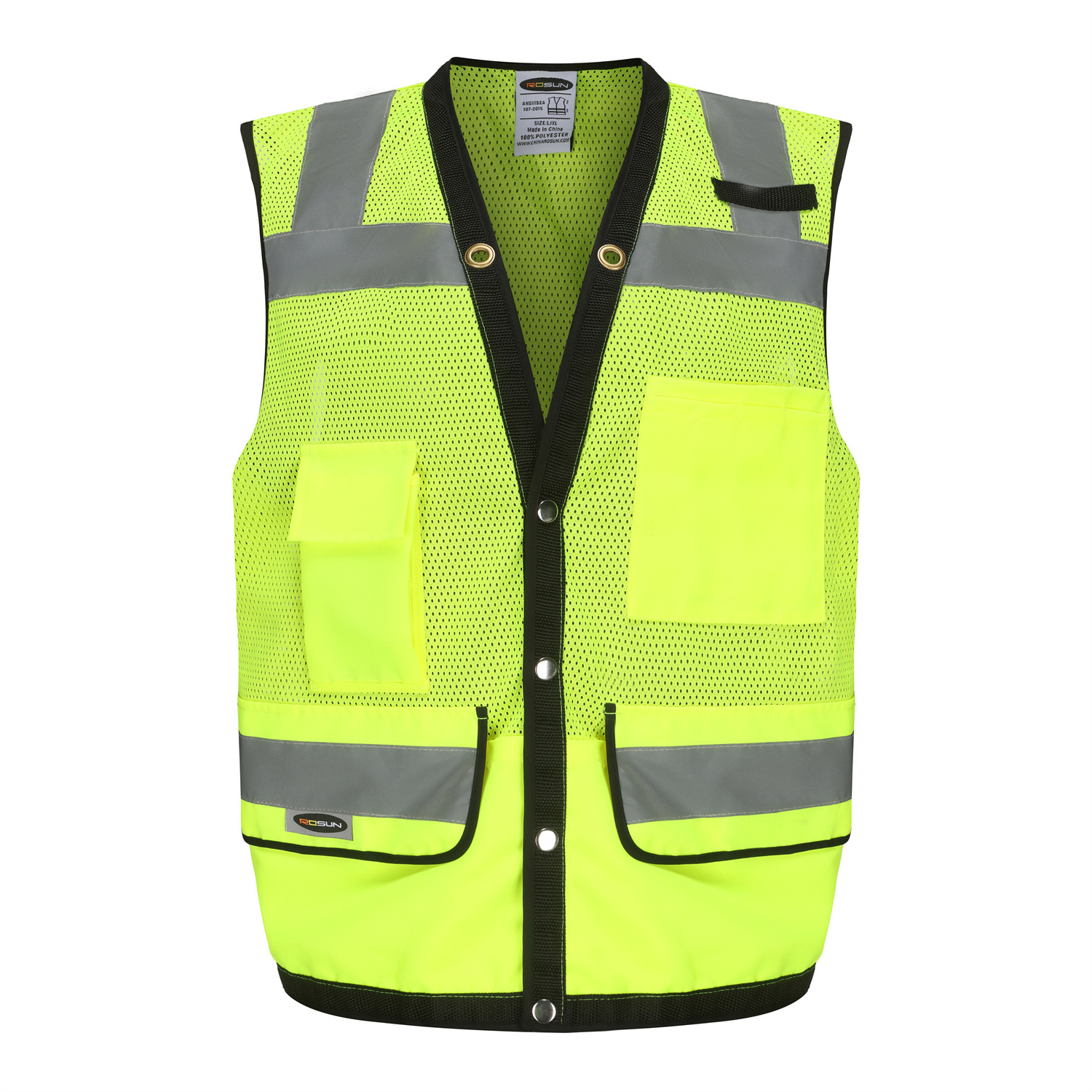 Customized Public Yellow black Reflective Mesh 100% Polyester Policeman Vest security safety high visibility Reflective Vest