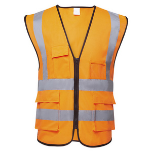 Custom men engineers construction workwear high visibility reflective Vest work Security safety vest with 4 pocket