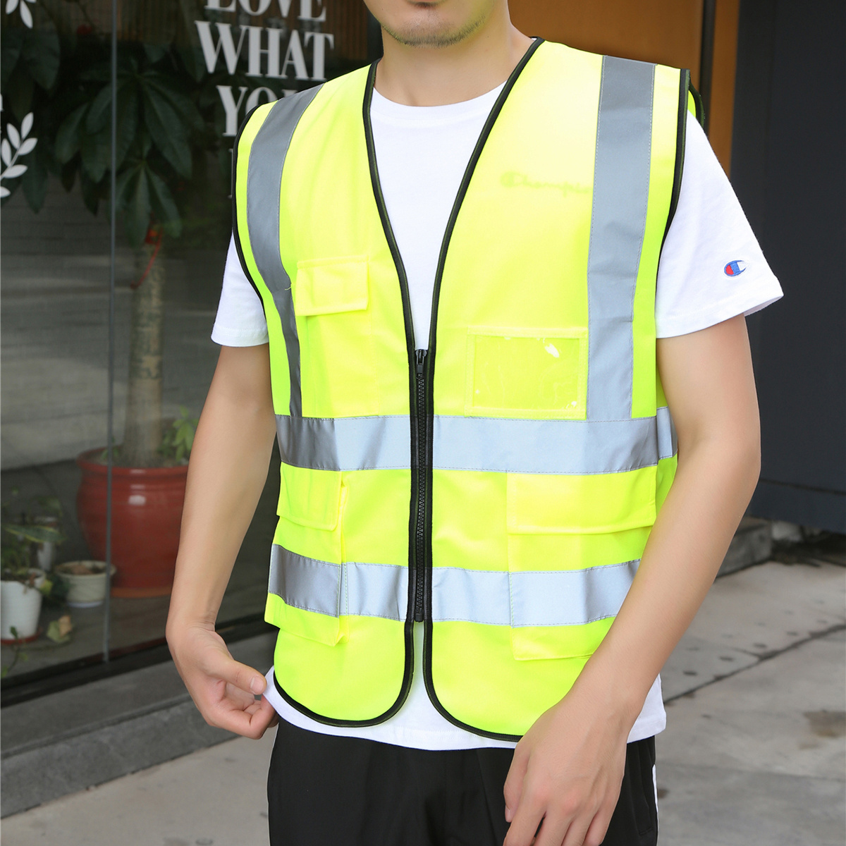 Custom men engineers construction workwear high visibility reflective Vest work Security safety vest with 4 pocket