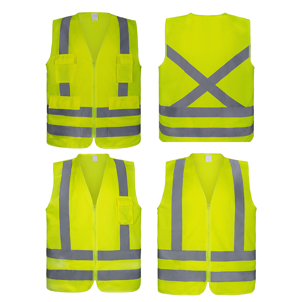 Colete reflexivo Com quatro bolsos Custom Logo Worker Safety Vest Reflective Clothing Hi vis Vests with 4 Pockets