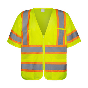 ANSI Class 3  Mesh Safety Vest with Two -Tone High Visibility Reflective Tape Security Outdoor Construction Clothing