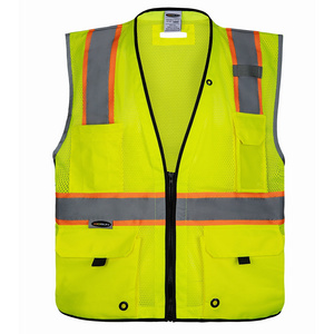 ANSI multi pockets two-tone Mesh Safety Vest high visibility safety vest with zipper closure customizable