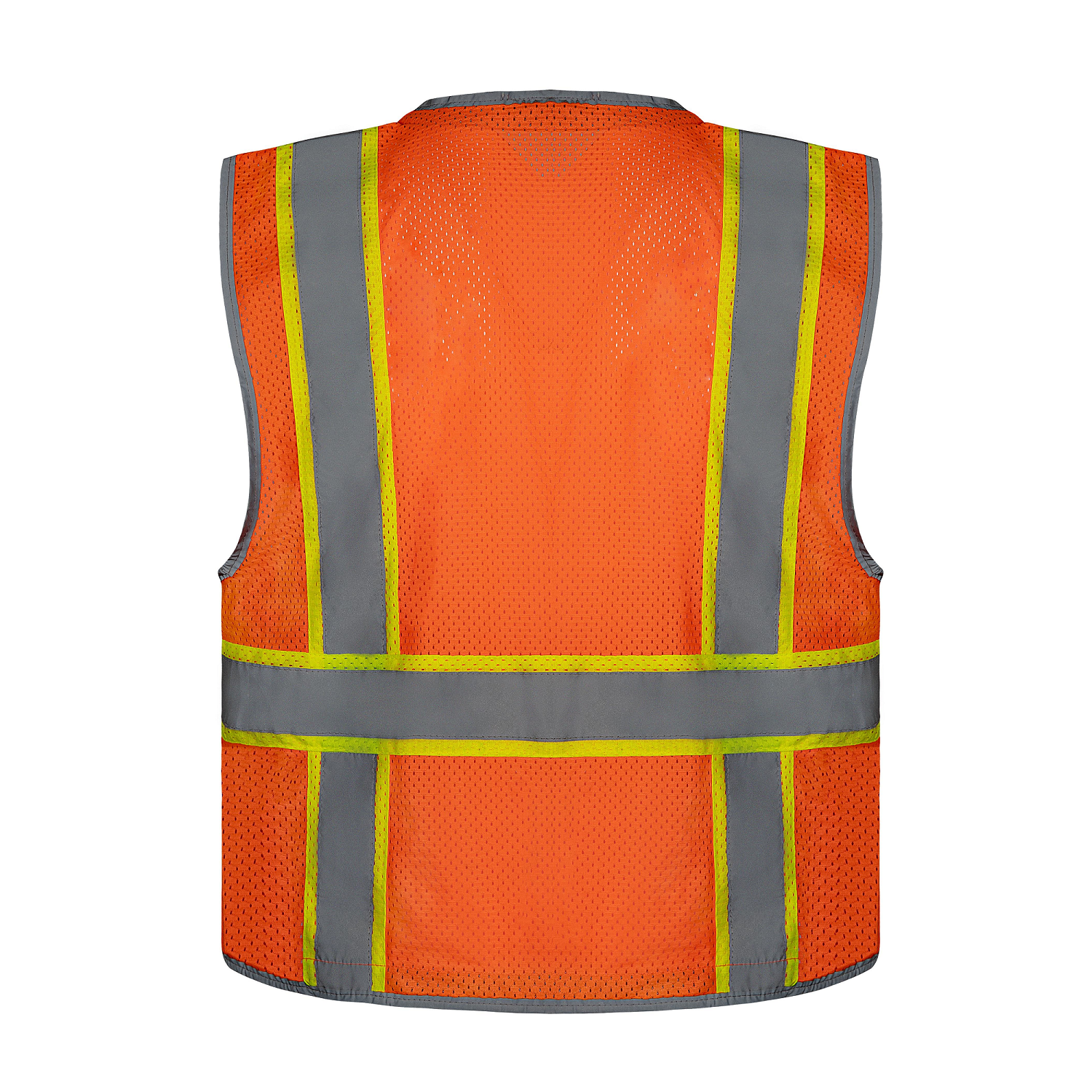 Two-Tone Reflective High Visibility Zipper Multi-Pocket Chaleco mesh construction road Safety workwear uniform Vest