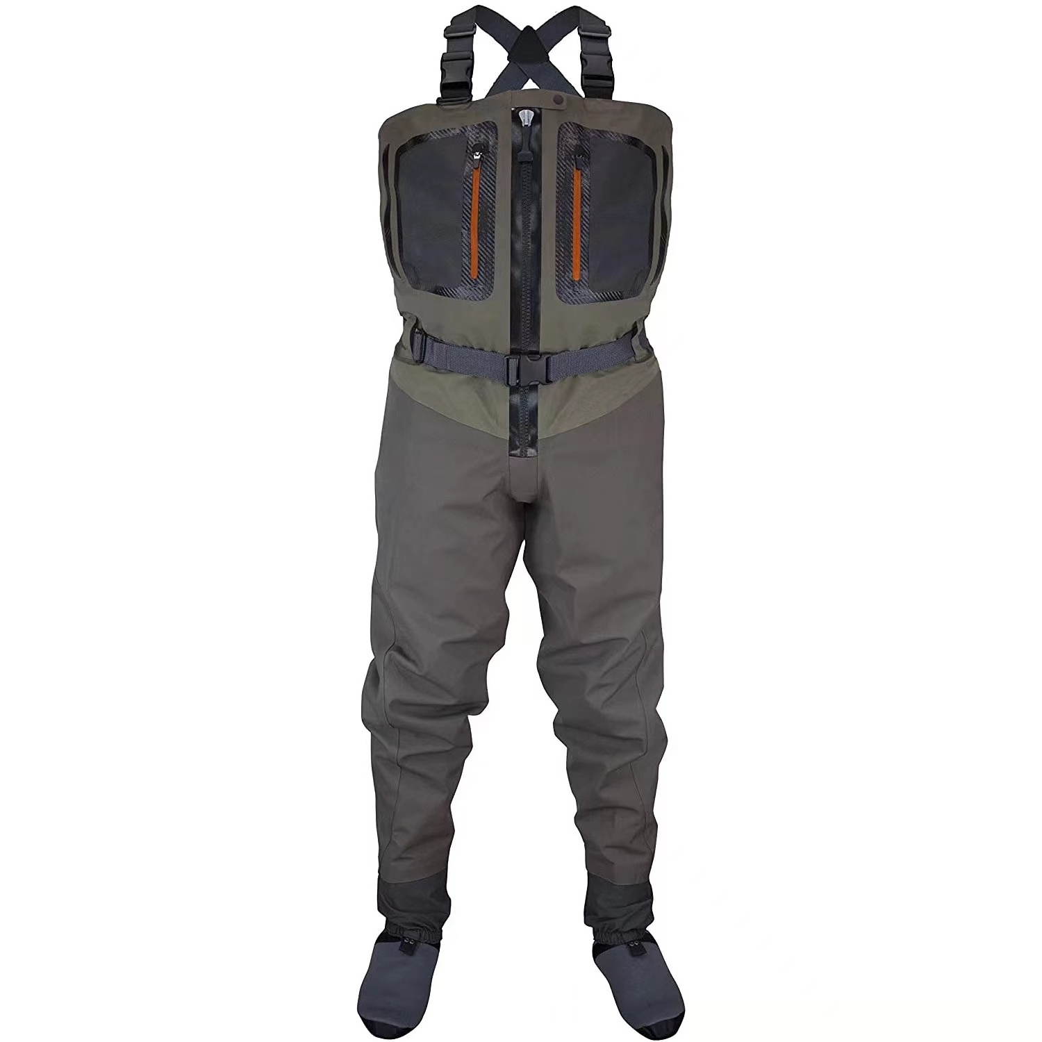 5 Layer  Fly Fishing Waders Breathable Neoprene Chest Waders fishing suit wader With Front Zipper