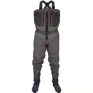 5 Layer  Fly Fishing Waders Breathable Neoprene Chest Waders fishing suit wader With Front Zipper