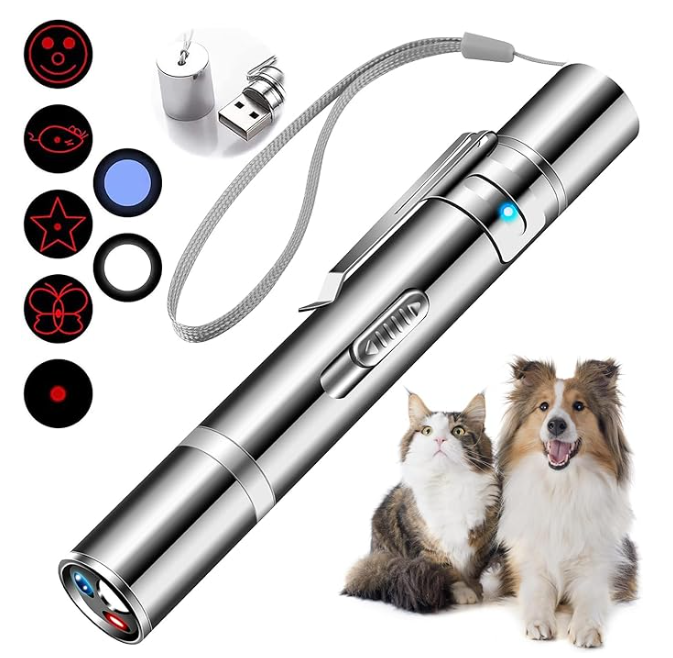 Cowjag Cat Toys Laser Pointer  Patterns USB Recharge Laser Long Range and 3 Modes Training Chaser Interactive Toy Dog Laser Toy