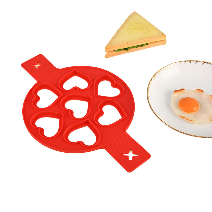 Reliable quality cooking tool sets egg mold heart shape silicone pancake molds