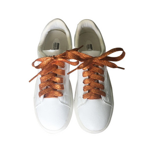 Cool design with metallic luster flat colorful fashion wholesale shoe laces