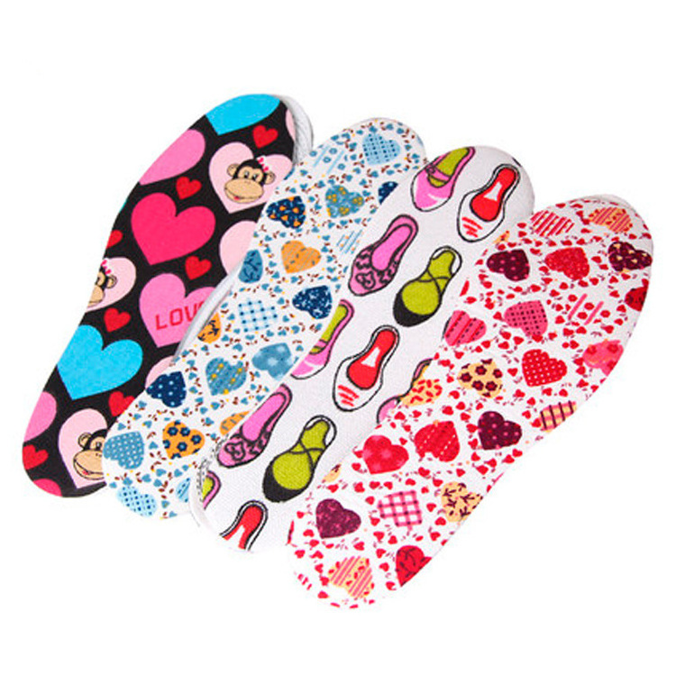 Hot Sale Kids Cuttable Shoe Inserts Children Soft Latex Printed Insoles