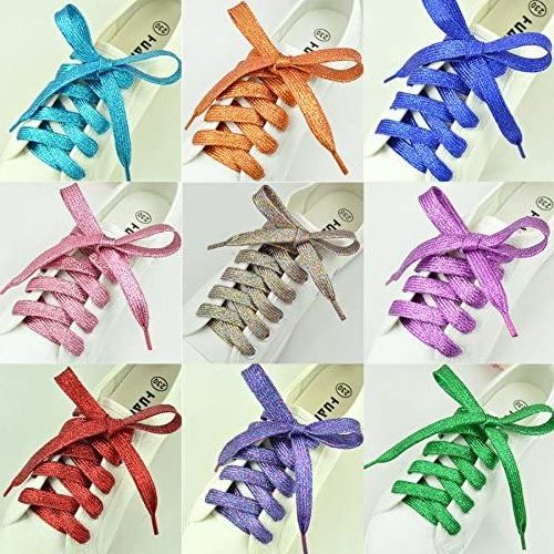 Cool design with metallic luster flat colorful fashion wholesale shoe laces