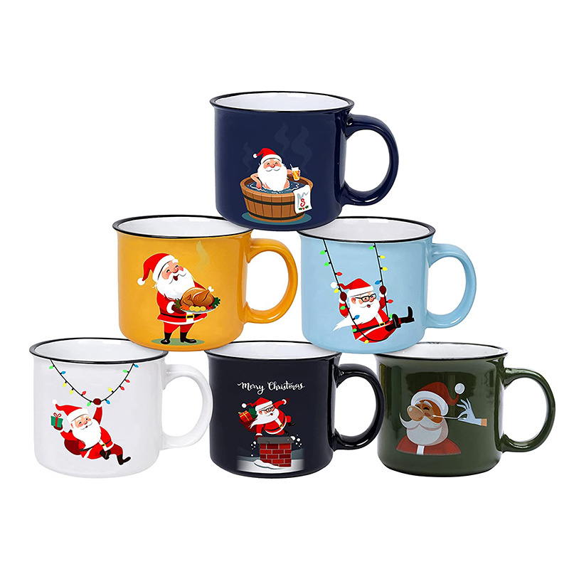 Christmas Coffee Mug Campfire Enamel Santa Elk Snowman Merry Christmas Mugs Kids Camping Christmas Cups