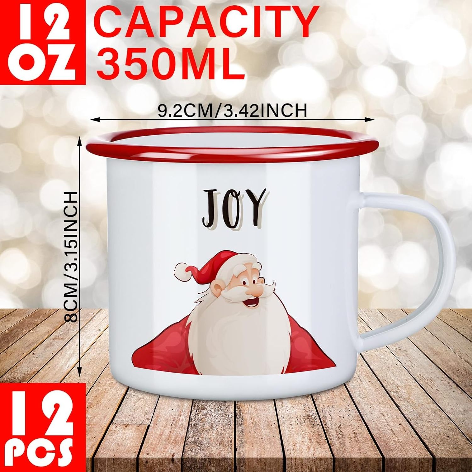 12 oz Enamel Mugs Xmas Holiday Coffee Cups Merry Christmas Outdoor Camping Mug Cup Gifts for Friends Kitchen Decoration