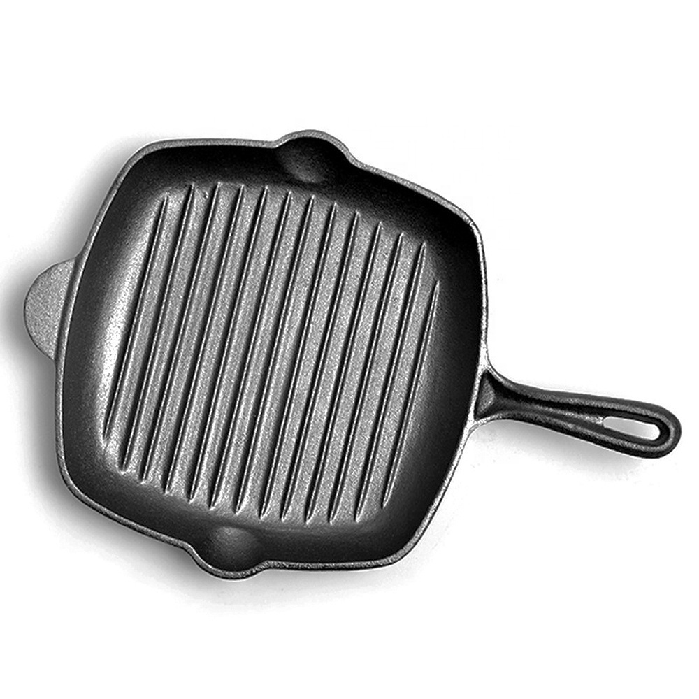 Frying Pan  Metal pre-seasoned cast iron square grill pan