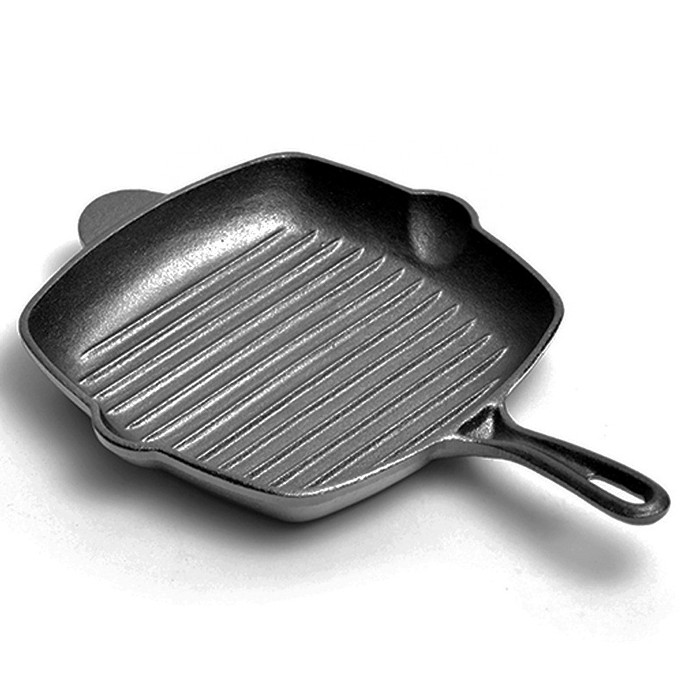 Frying Pan  Metal pre-seasoned cast iron square grill pan