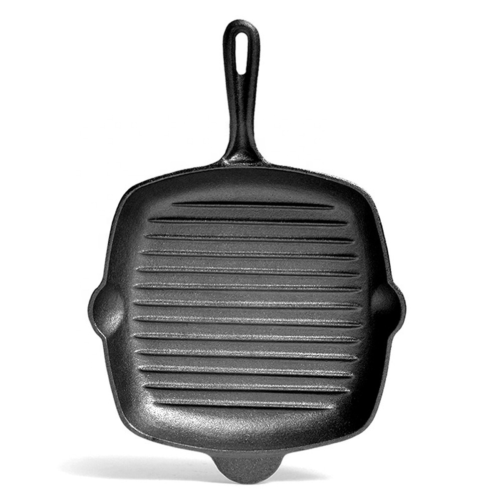 Frying Pan  Metal pre-seasoned cast iron square grill pan