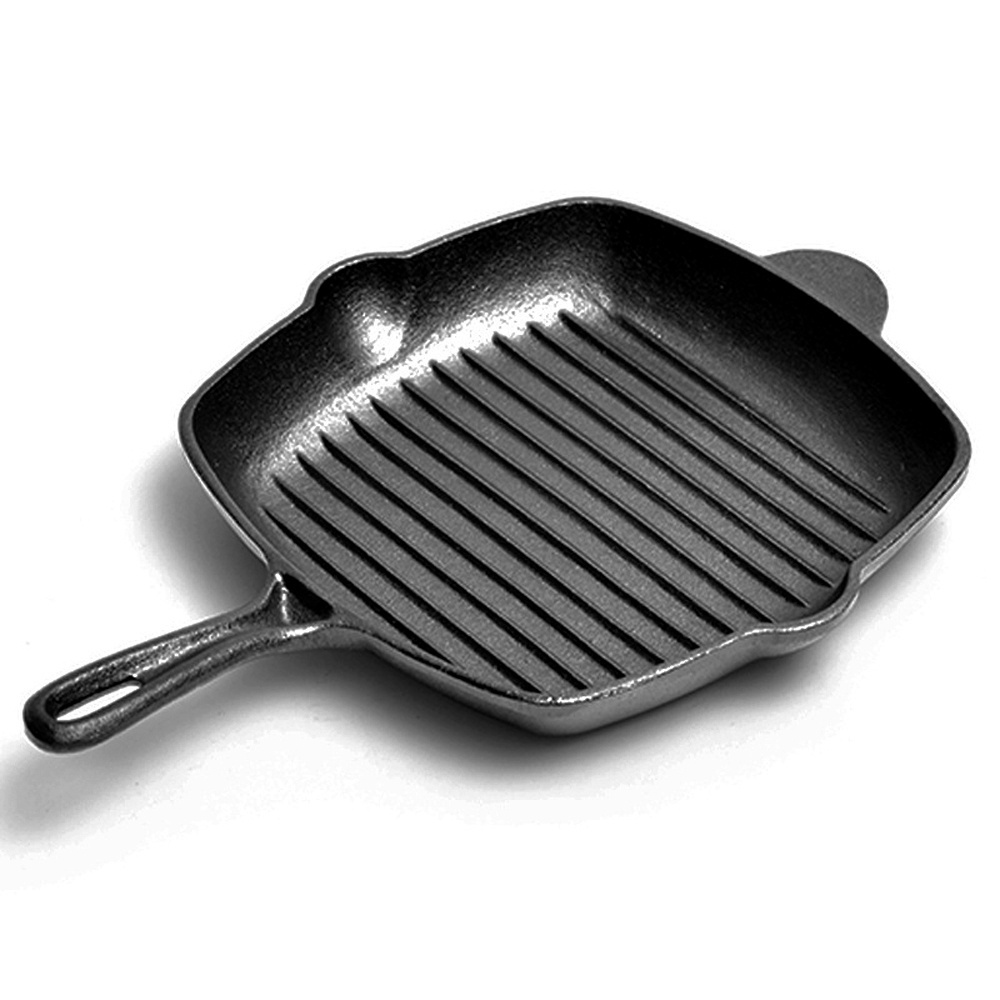 Frying Pan  Metal pre-seasoned cast iron square grill pan