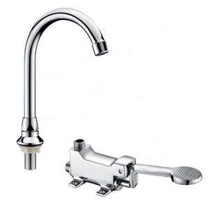 Hospital copper hand-free control water basin mixer brass taps pedal valve foot operated sink faucet