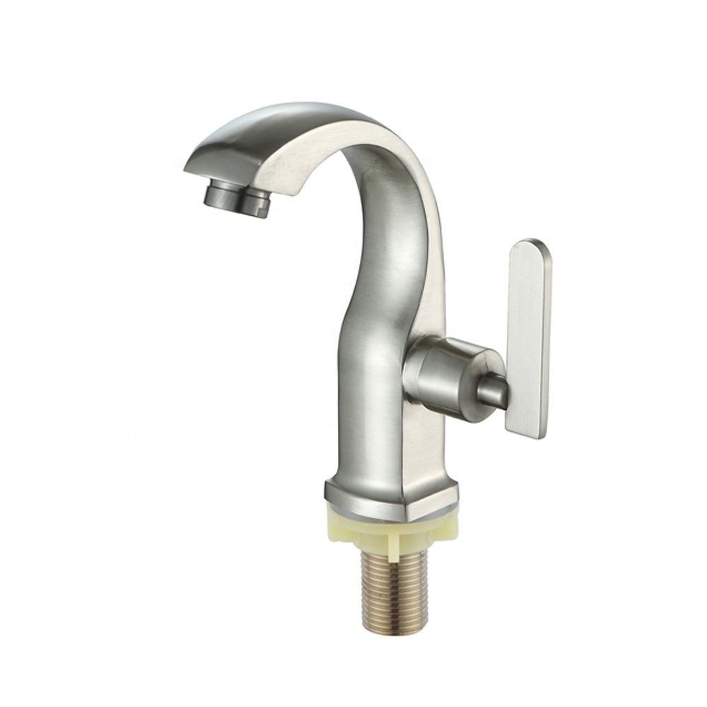 Bathroom Fittings Neck Deck Mounted Double Handles Stainless Steel  Wash Basin Mixer Taps Kitchen Sink Faucet