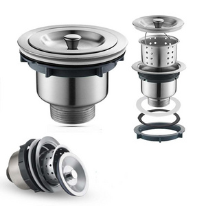 Kitchen Sink Strainer with Removable Deep Waste Basket /Drain Strainer Assembly / Sealing Lid, Stainless Steel