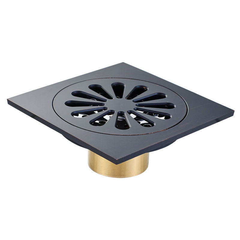 Black bronze copper material square deodorant floor drain American black floor drain