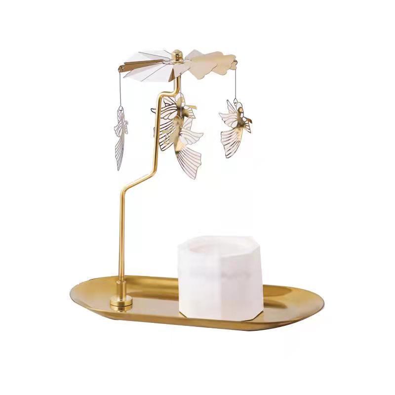 Hot Sale Rotary Candlestick Moon Angel Carousel Decorative Rotation Tealight Candle Holder