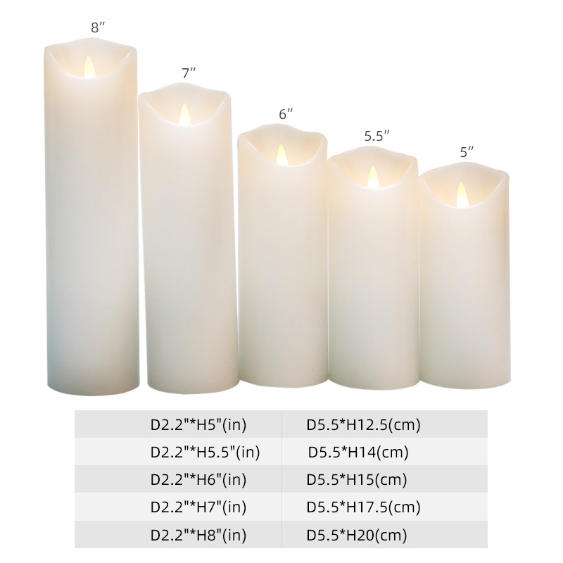 Saytotong 3D Flame Pillar Flat Ivory Paraffin Wax Custom Led Remote Candle