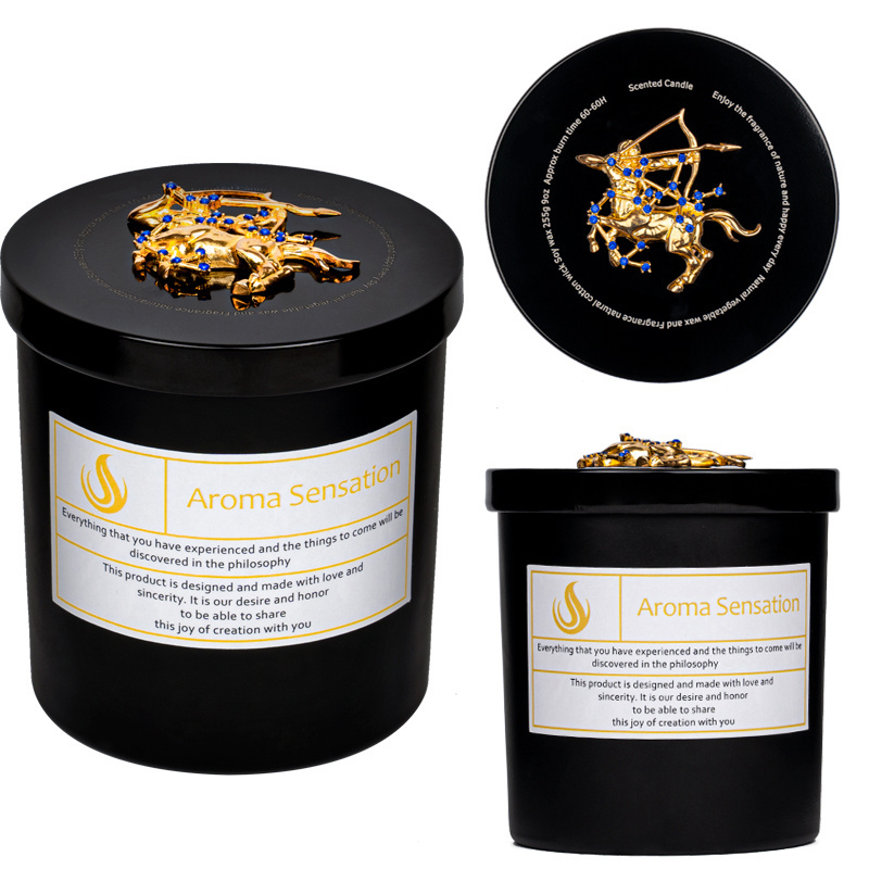 Luxury Scented Natural Soy Wax Candle 12 Zodiac Glass Fragrance Constellation Candle