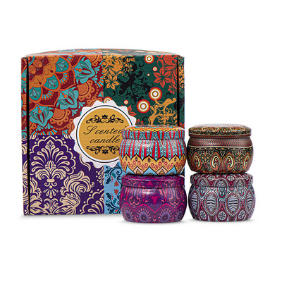 Cheap Clearance Scented Candle Gift Set 4.4 OZ Colorful Tin Jar Strong Aroma Candle Custom Logo Packaging Fragrance Candles