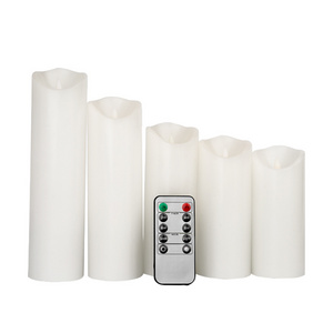 Saytotong 3D Flame Pillar Flat Ivory Paraffin Wax Custom Led Remote Candle