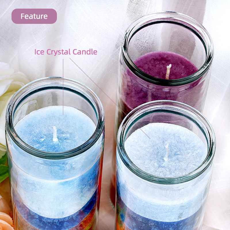 Colorful Rainbow Custom 7 Day Candles Spell Altar Candle Crystalline Wax Religious Candle