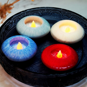 Colorful Flickerig Water Floating Wax Flameless Led Candle For Wedding Decoration Real Wax Led Floating Candle