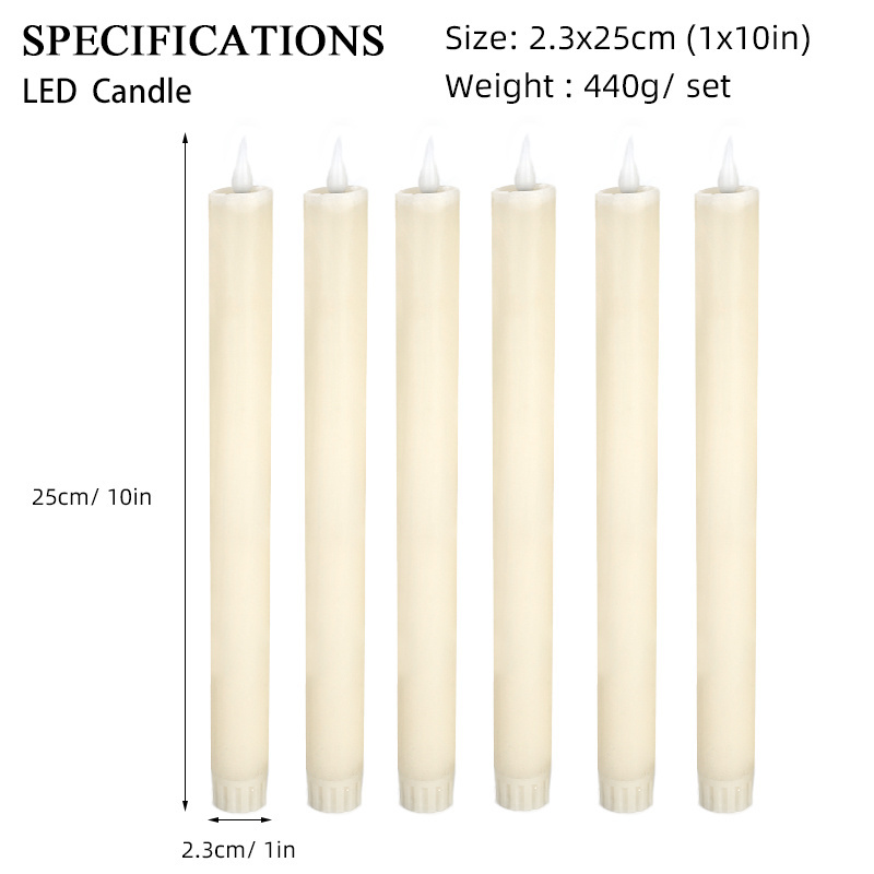 Classic Battery Electric Candle Paraffin Wax Light Taper LED Candles For Christmas Wedding Decorative