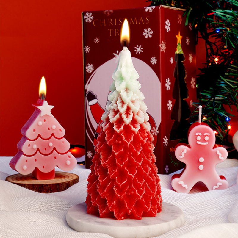 Wholesale Candles Set Supplier Custom Luxury Art Gift Santa Christmas Tree Candle For Home Decor