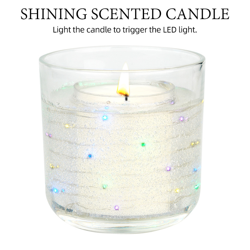 Unique Luxury Scented Candles with LED Light Wholesale Gel Large Glass Jelly Soy Wax Candle