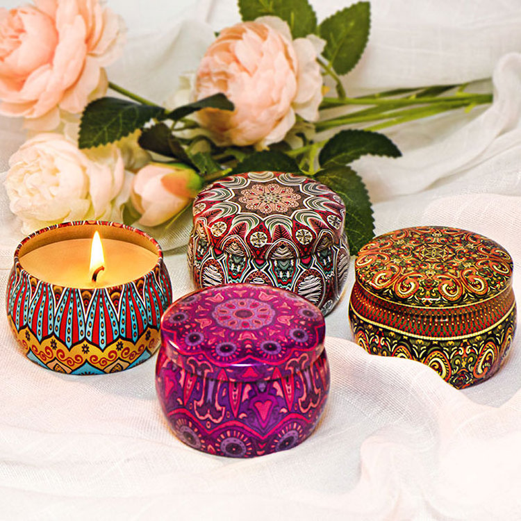 Luxury Tin Jar Scented Candle Set Custom Private Label Religious Candle Natural Soy Wax Candles