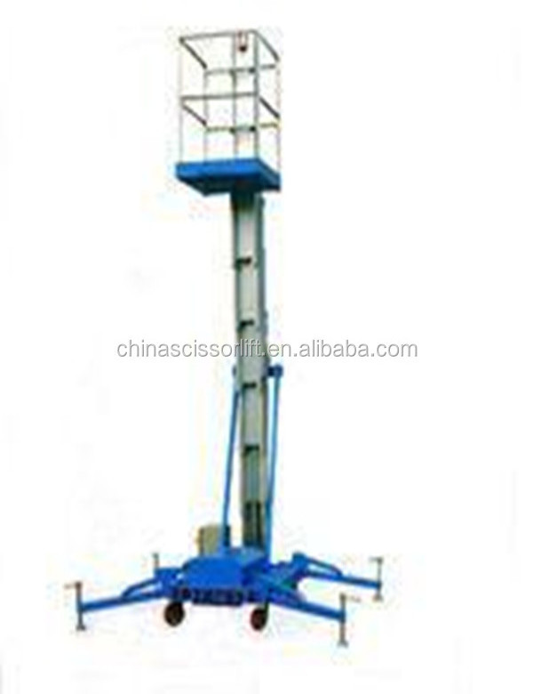 10m 100kg mobile aluminum man lift hydraulic repairing work platform