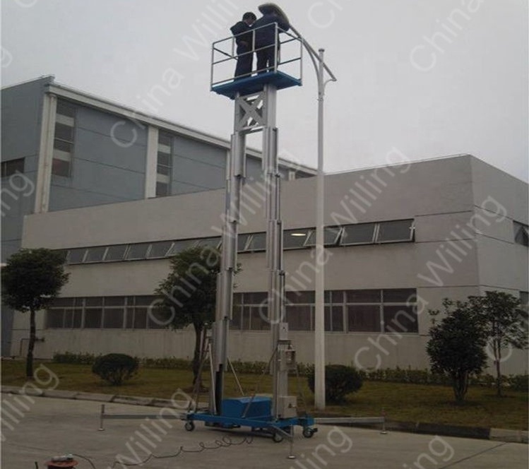 Double Column Telescoping Aluminum Alloy Stair Lift Double Mast Mobile Towable Aluminum Ladder