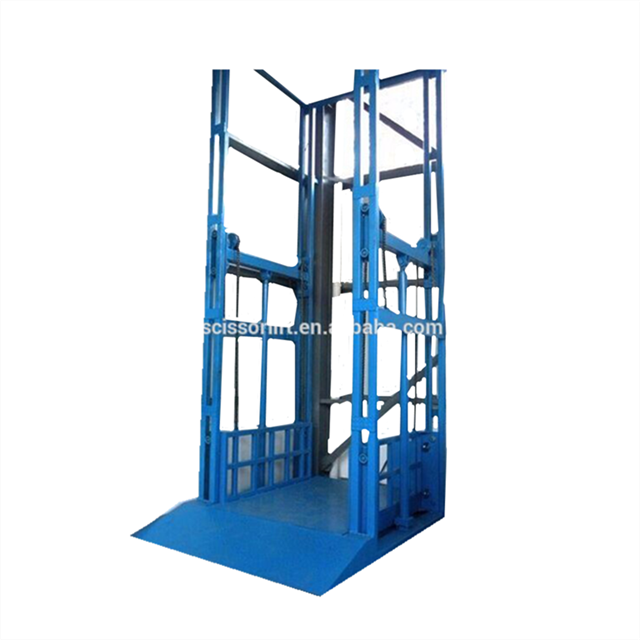 Heavy duty hydraulic guide rail cargo lifts for warehouse elevator