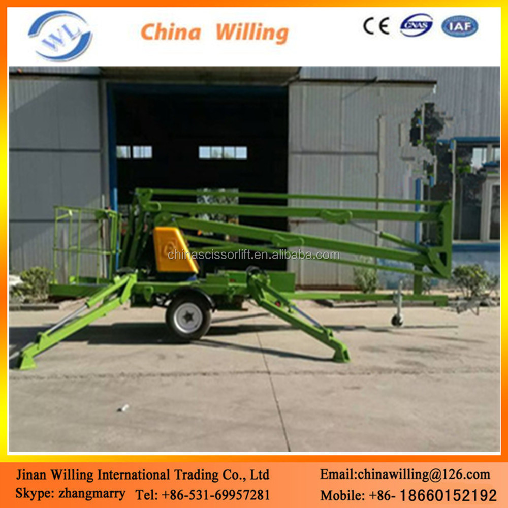 Articulated towable boom lift truck mounted hydraulic cherry picker