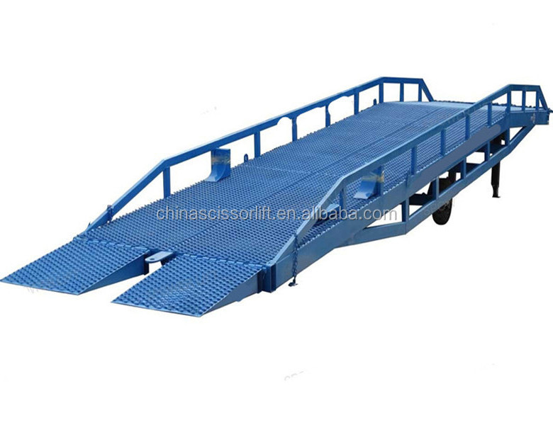 6-10 t adjustable hydraulic Mobile Yard Ramp for Truck Loading and Unloading Portable Dock Leveler Bridge