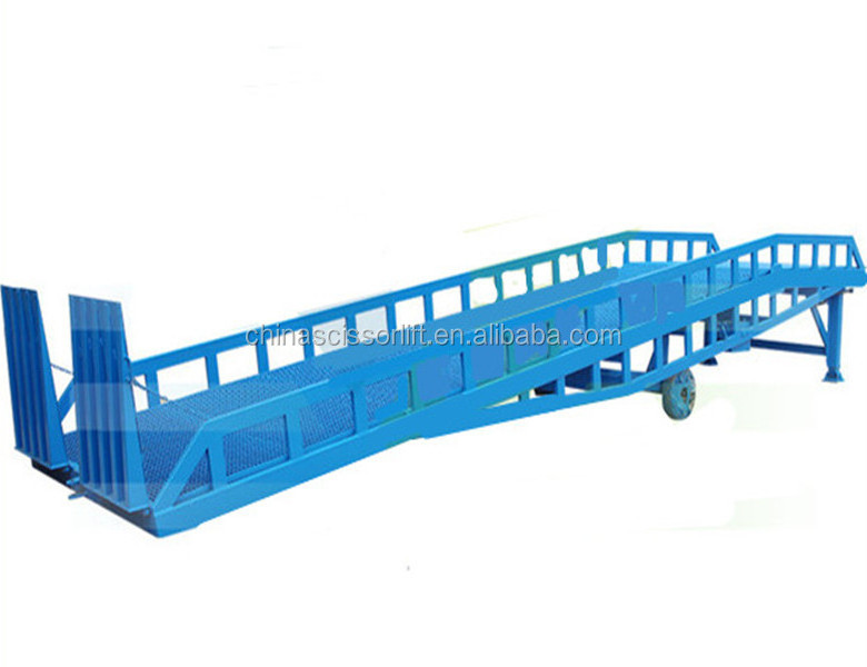 6-10 t adjustable hydraulic Mobile Yard Ramp for Truck Loading and Unloading Portable Dock Leveler Bridge