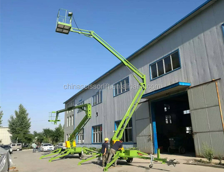 Articulated towable boom lift truck mounted hydraulic cherry picker