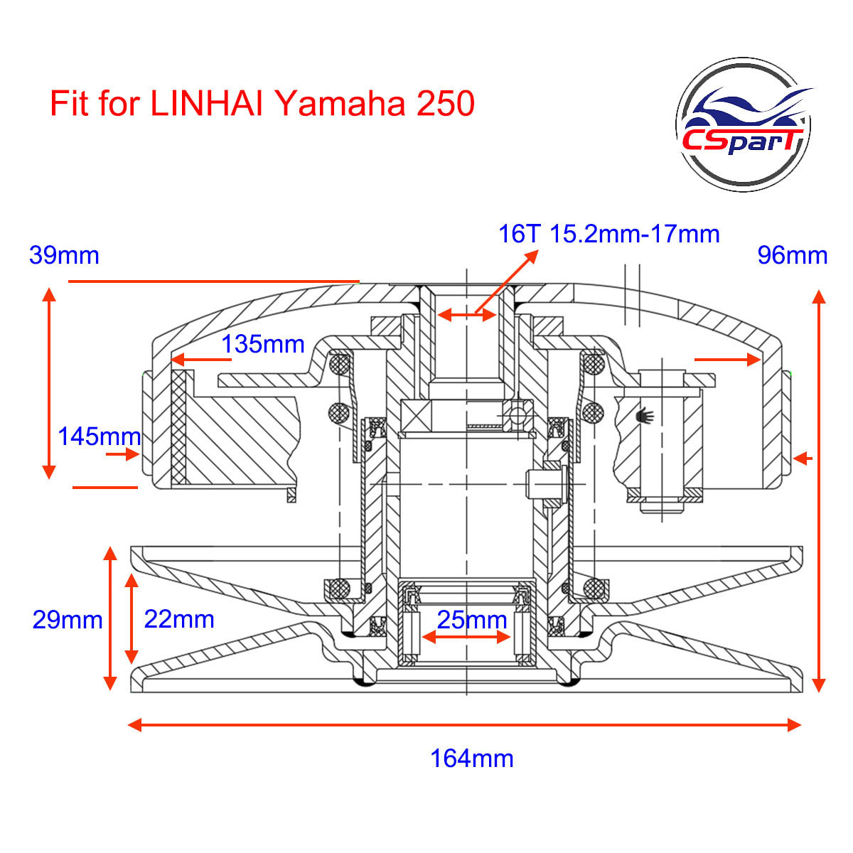 164MM 145MM 16T Clutch Assembly for Yamaha YP Majesty VOG Linhai Manco Talon XinYue FeiShen QianJiang 250CC 257CC 260CC Roketa M