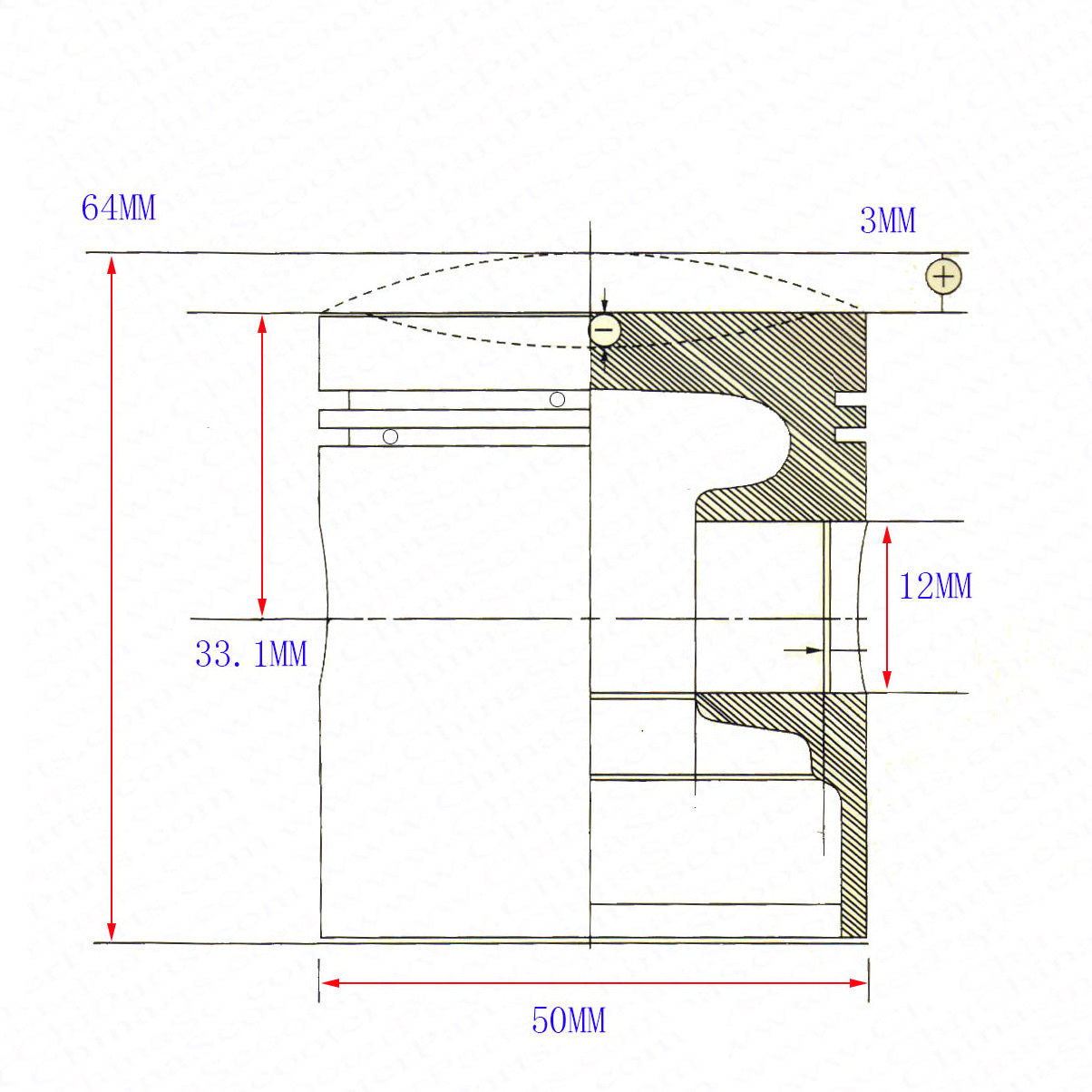 50MM 12MM Piston Ring Kit for JOG 90cc Minarelli Jog 1P50QMF Jonway Jmstar Yiying Wangye Sunny Keeway Roketa Scooter ATV Buggy