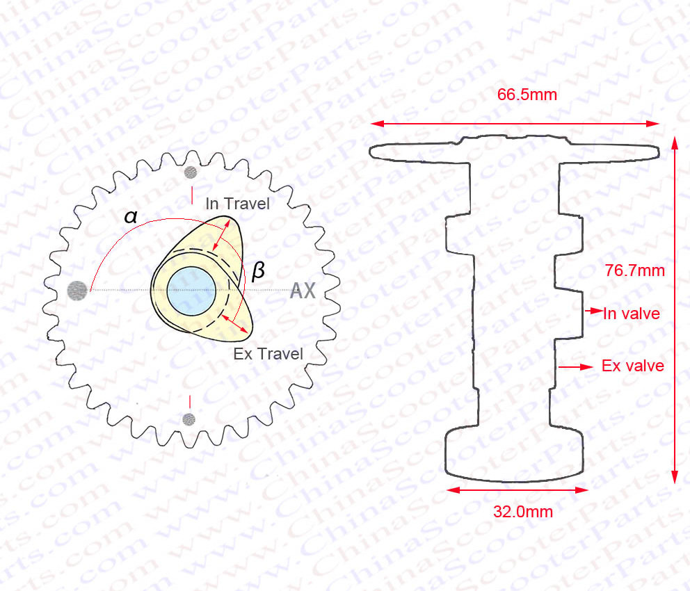 Performance Camshaft A12 GY6 125CC 150CC 1P52QMI 1P57QMJ Baotian Jonway Baja Kazuma Taotao ATV Quad Buggy Go Kart Scooter Parts