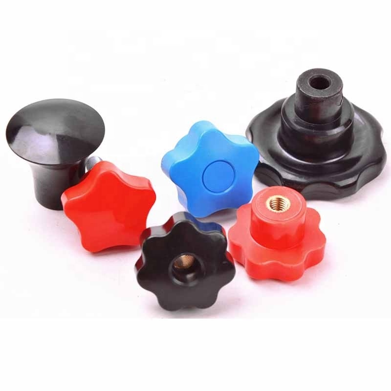 M6 M8 M10 knob nut bakelite plastic non slip grip knobs with fluted or knurled ribbed grip